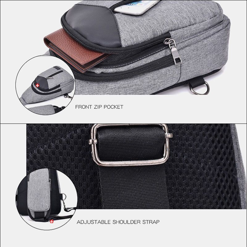 Hombres Oxford De Gran Capacidad Multifunción Auriculares Agujero Carga Usb Bolsas De Bandolera Antirrobo Bolso Bandolera Bolsa De Pecho