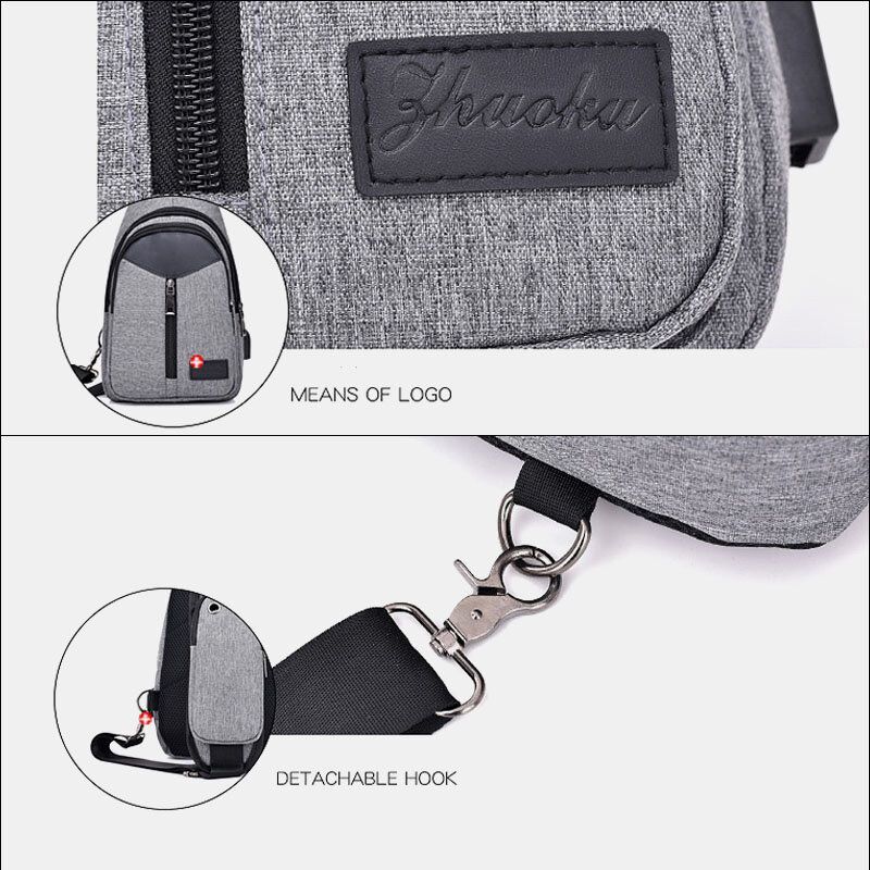 Hombres Oxford De Gran Capacidad Multifunción Auriculares Agujero Carga Usb Bolsas De Bandolera Antirrobo Bolso Bandolera Bolsa De Pecho