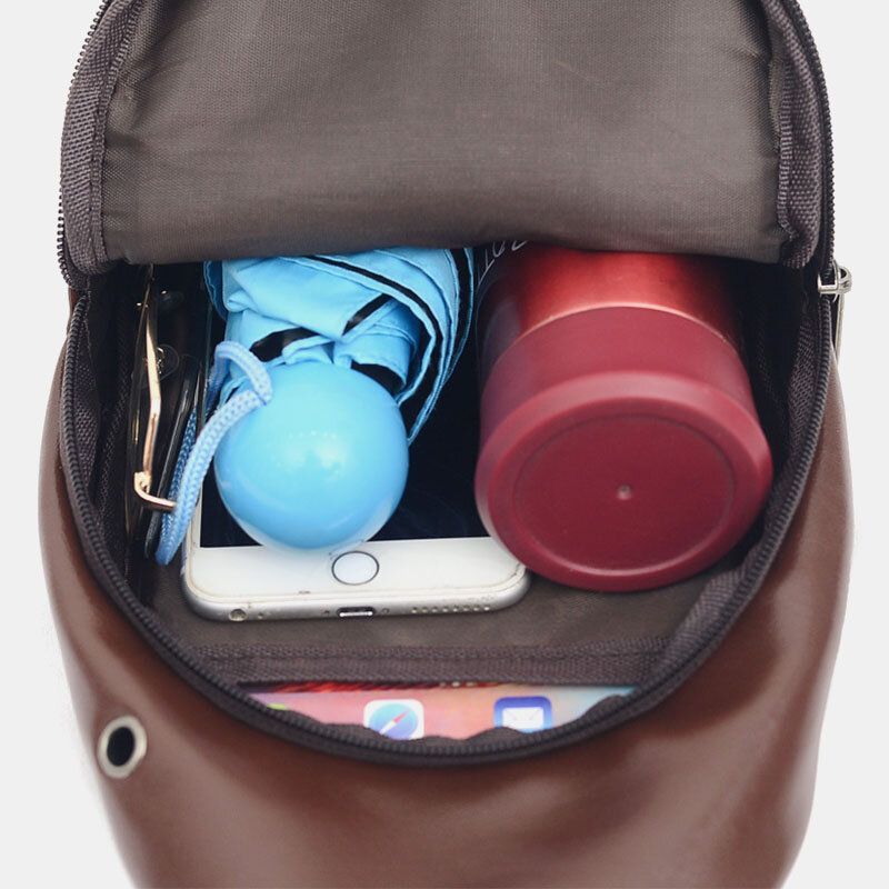 Hombres Pu Cuero Agujero Para Auriculares Multi-carry Bolso Bandolera Impermeable Bolso Bandolera Bolso Bandolera