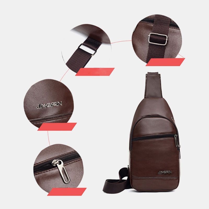 Hombres Pu Cuero Agujero Para Auriculares Multi-carry Bolso Bandolera Impermeable Bolso Bandolera Bolso Bandolera