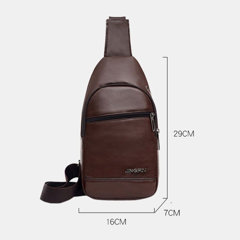 Hombres Pu Cuero Agujero Para Auriculares Multi-carry Bolso Bandolera Impermeable Bolso Bandolera Bolso Bandolera