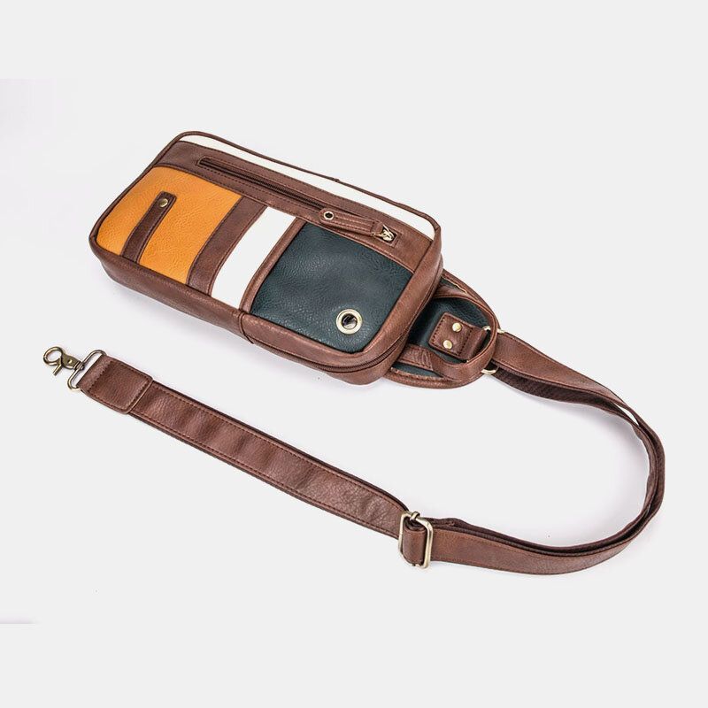 Hombres Retro Patchwork Agujero Para Auriculares Impermeable Al Aire Libre Bolso Bandolera Bolso Bandolera Bolso Bandolera