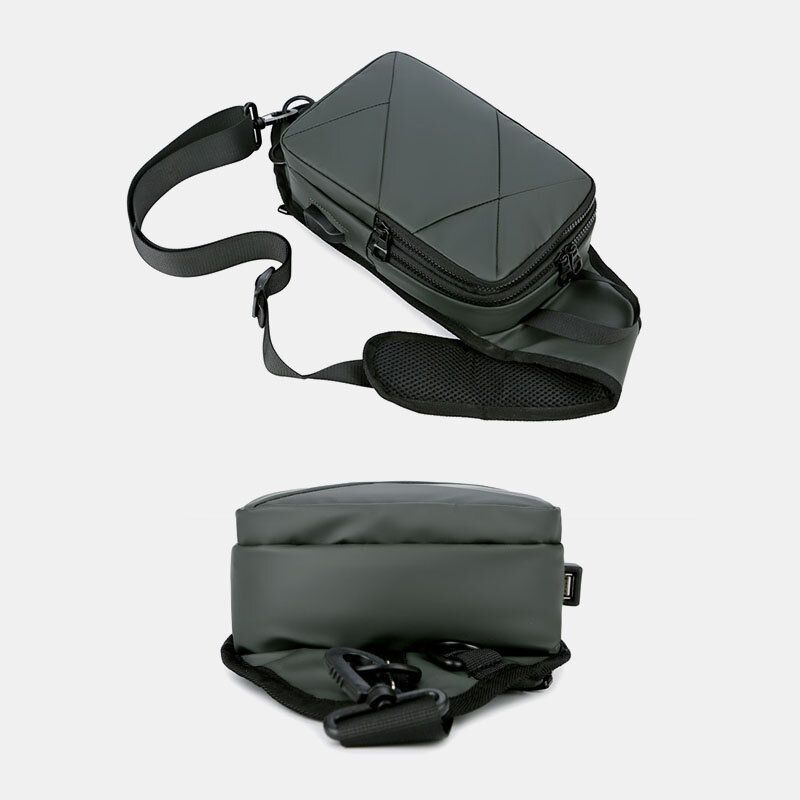 Sólido Informal De Negocios Impermeable Con Carga Usb Bolso Bandolera Bolso Bandolera Para Hombre