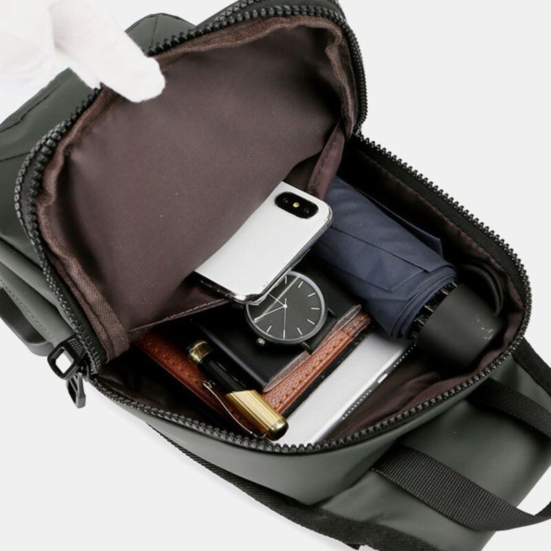 Sólido Informal De Negocios Impermeable Con Carga Usb Bolso Bandolera Bolso Bandolera Para Hombre