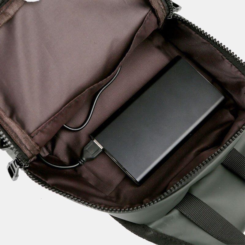 Sólido Informal De Negocios Impermeable Con Carga Usb Bolso Bandolera Bolso Bandolera Para Hombre