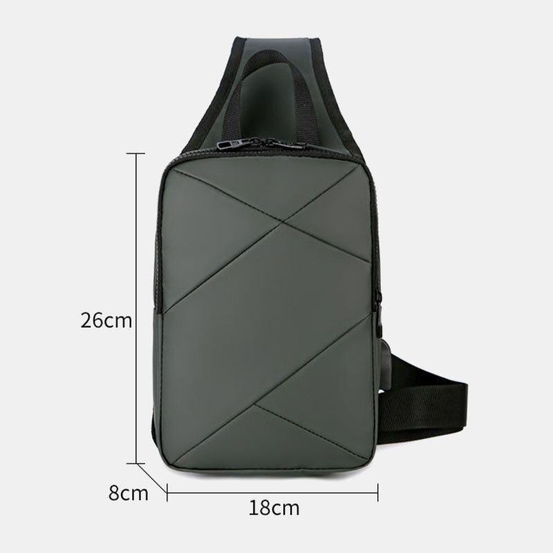 Sólido Informal De Negocios Impermeable Con Carga Usb Bolso Bandolera Bolso Bandolera Para Hombre