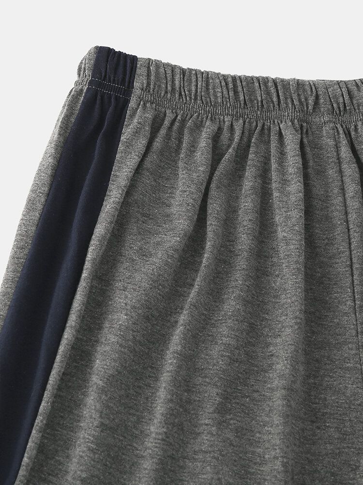 Algodón Para Hombre Estampado Manga Corta Raya Lateral Cintura Elástica Pantalones Conjunto De Pijama Para El Hogar