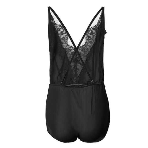 Busto De Encaje Con Adornos De Satén Ropa De Dormir De Una Pieza Body Teddy Babydoll Camisón De Mujer