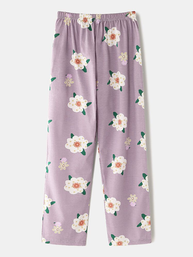 Camisa De Solapa Con Estampado Floral Para Mujer Pantalones Sueltos Con Bolsillo En La Cintura Elástica Conjunto De Pijama Para El Hogar Ropa De Dormir