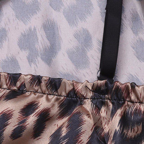 Camisón De Satén Con Estampado De Leopardo Sexy Para Mujer De Talla Grande Conjuntos De Camisola De Encaje Con Nudo En V Profundo