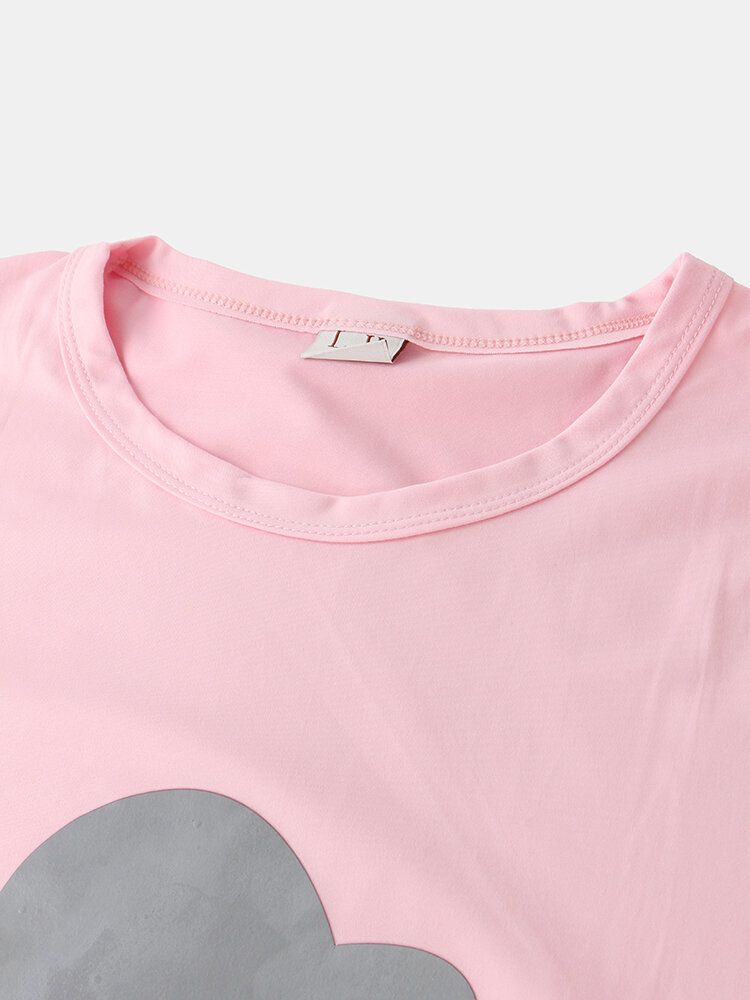 Camisones Cómodos Casuales De Manga Corta Con Cuello Redondo Y Estampado De Arcoíris Para Mujer