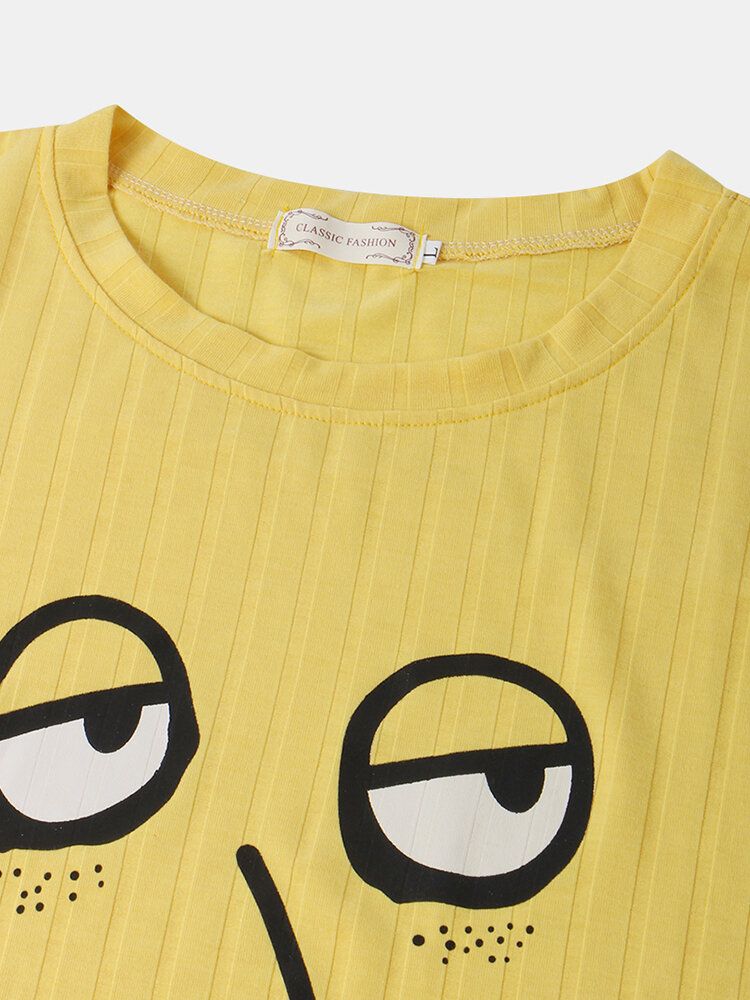 Camisones Sueltos De Manga Corta Con Estampado De Emojis Divertidos Para Mujer