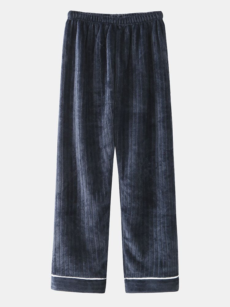 Conjunto De Pijama Cálido De Manga Larga Con Solapa De Franela Gruesa De Invierno Para Hombre