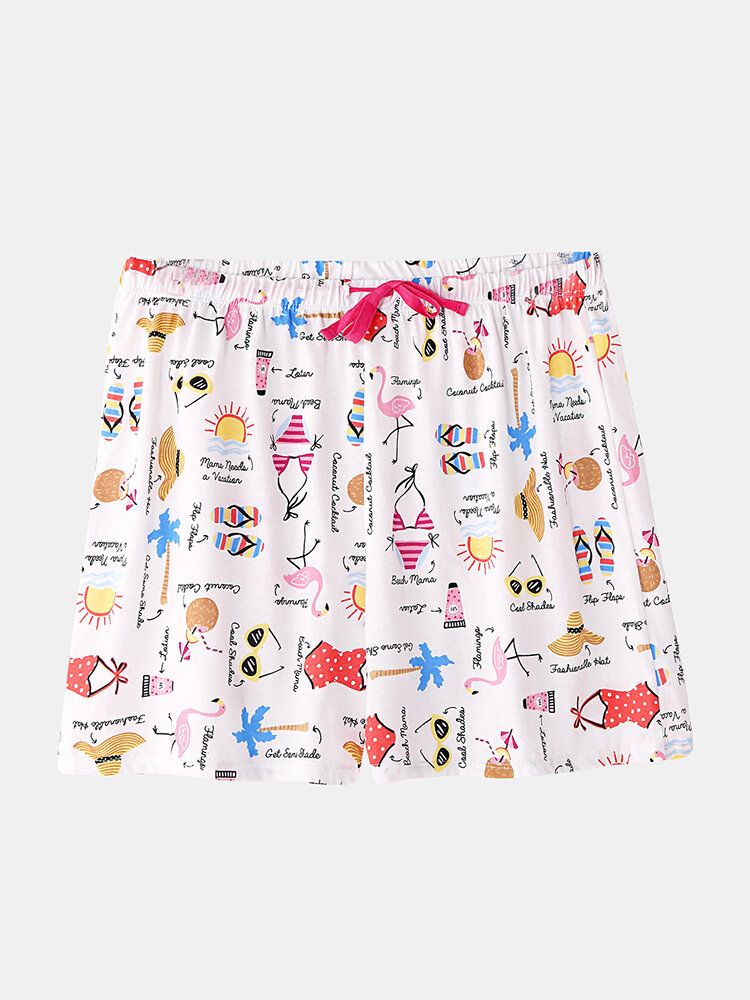 Conjunto De Pijama De Chaleco Sin Mangas Con Estampado De Dibujos Animados Divertidos Para Mujer De Talla Grande