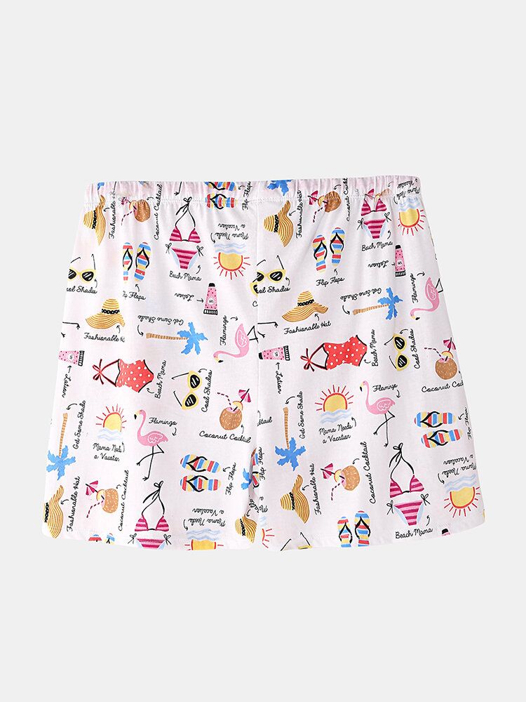 Conjunto De Pijama De Chaleco Sin Mangas Con Estampado De Dibujos Animados Divertidos Para Mujer De Talla Grande