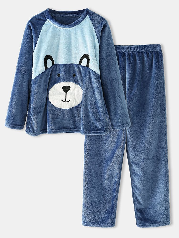 Conjunto De Pijama Informal De Felpa Con Gráficos De Oso De Dibujos Animados Para Mujer