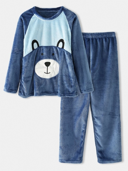 Conjunto De Pijama Informal De Felpa Con Gráficos De Oso De Dibujos Animados Para Mujer