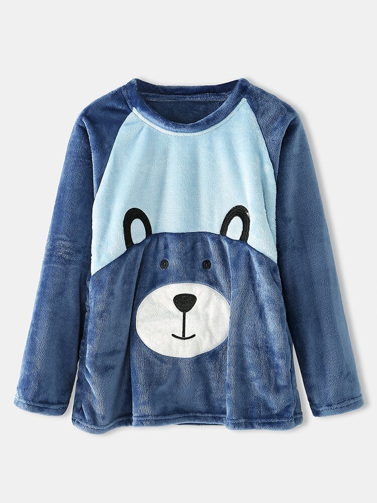 Conjunto De Pijama Informal De Felpa Con Gráficos De Oso De Dibujos Animados Para Mujer