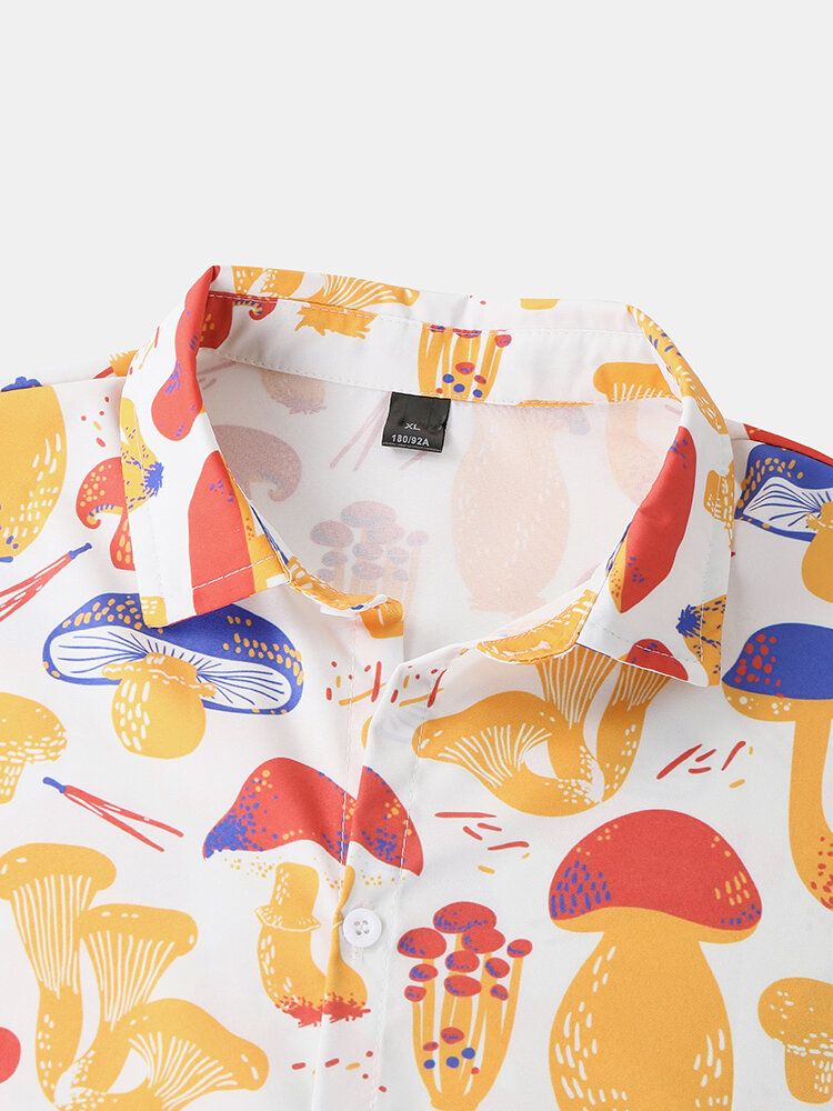 Conjuntos De Pijamas De Manga Corta Con Estampado De Setas De Colores Para Hombre