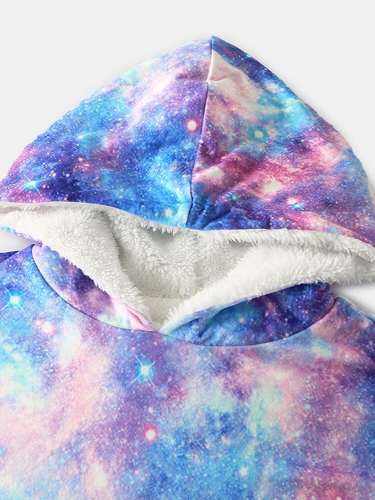 Diseño De Mujer Starry Sky Tie Dye Print Oversized Reversible Homewear Sudadera Con Capucha De Manta Reversible Con Forro Polar Con Bolsillo