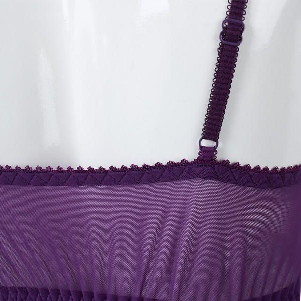 Encaje Bowknot Correa Camisón Con Abertura Erótica Ropa De Dormir Transparente Tanga