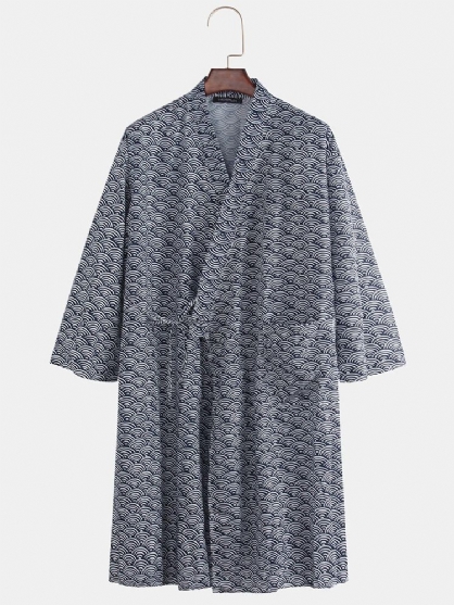 Hombres Kimono Japonés Yukata Albornoz Bata Vestido De Baño Vestido De Dormir Pijama De Salón