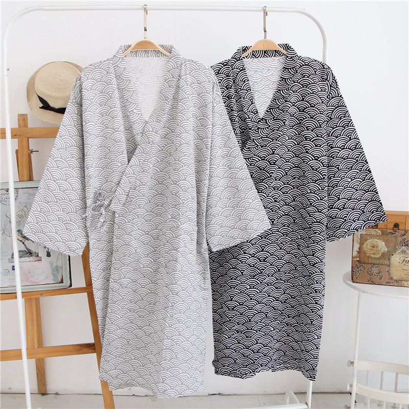 Hombres Kimono Japonés Yukata Albornoz Bata Vestido De Baño Vestido De Dormir Pijama De Salón