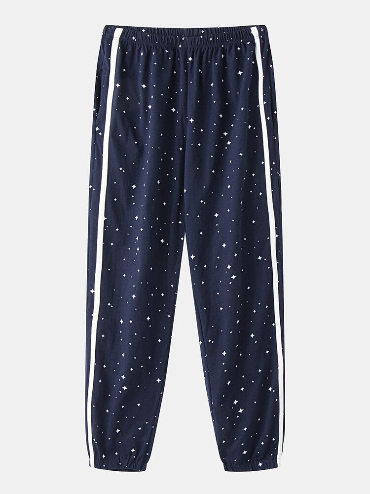 Mujeres Allover Starry Sky Figure Print Revere Collar Conjuntos De Pijamas Con Puños De Algodón