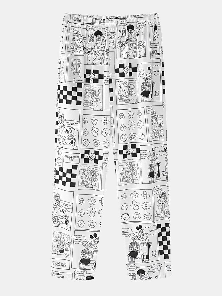 Mujeres De Dibujos Animados Anime Imprimir Jersey Negro Pantalones De Cintura Elástica Conjunto De Pijama Para El Hogar