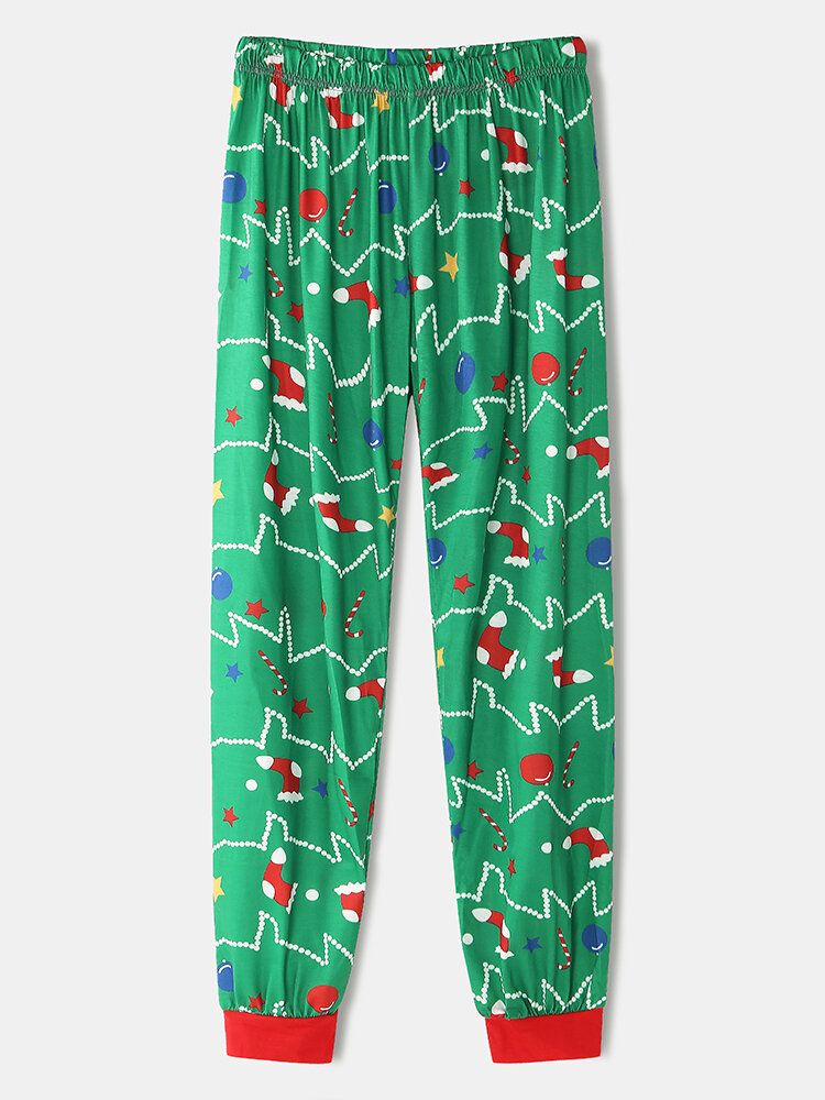 Mujeres Dibujos Animados Árbol De Navidad Estampado De Mangas Raglán Sudaderas Cintura Elástica Pantalones De Jogging Conjunto De Pijama Para El Hogar