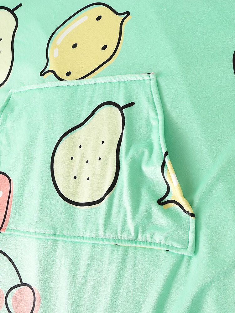 Mujeres De Dibujos Animados Con Estampado De Frutas Reversible Kangaroo Pocket Manta Sudadera Con Capucha Pijamas Para El Hogar