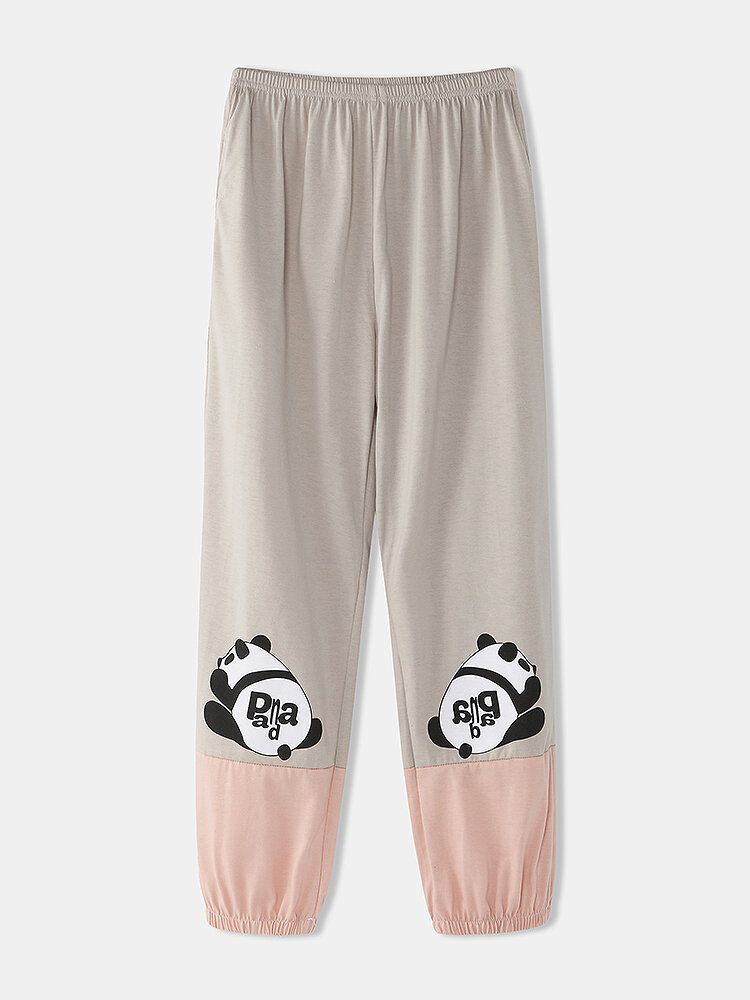 Mujeres Dibujos Animados Panda Gráficos Blusa Con Estampado De Letras Cintura Elástica Pantalones De Jogging Conjunto De Pijama Para El Hogar