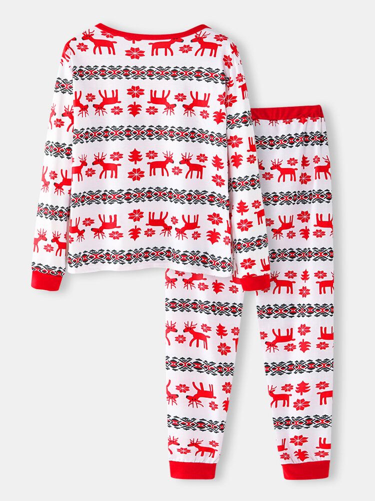 Mujeres Navidad Impresión De Dibujos Animados Jersey Con Cuello En V Cintura Elástica Pantalones Sueltos Conjunto De Pijama Informal Para El Hogar