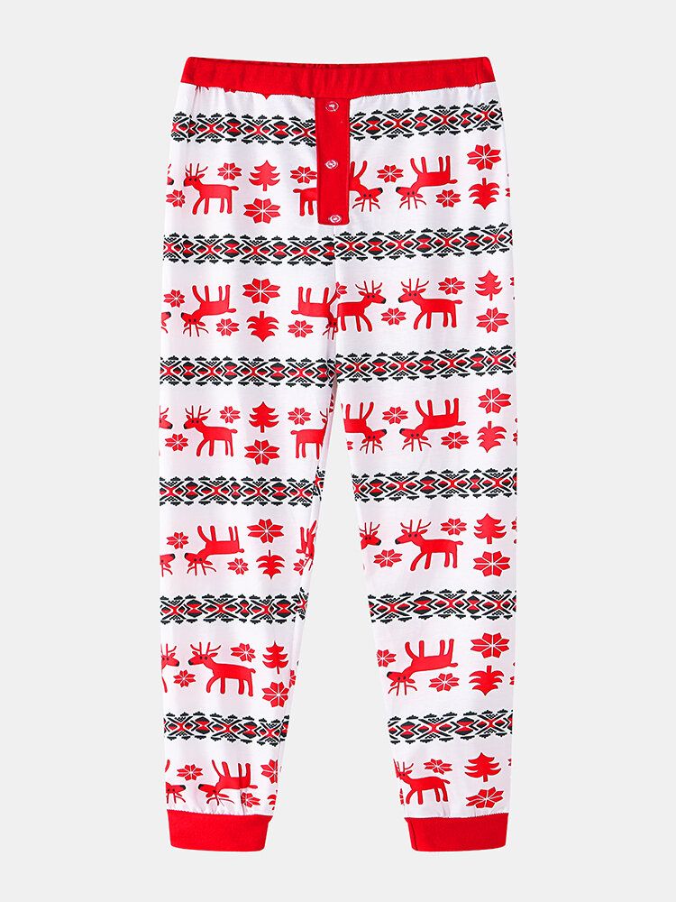 Mujeres Navidad Impresión De Dibujos Animados Jersey Con Cuello En V Cintura Elástica Pantalones Sueltos Conjunto De Pijama Informal Para El Hogar