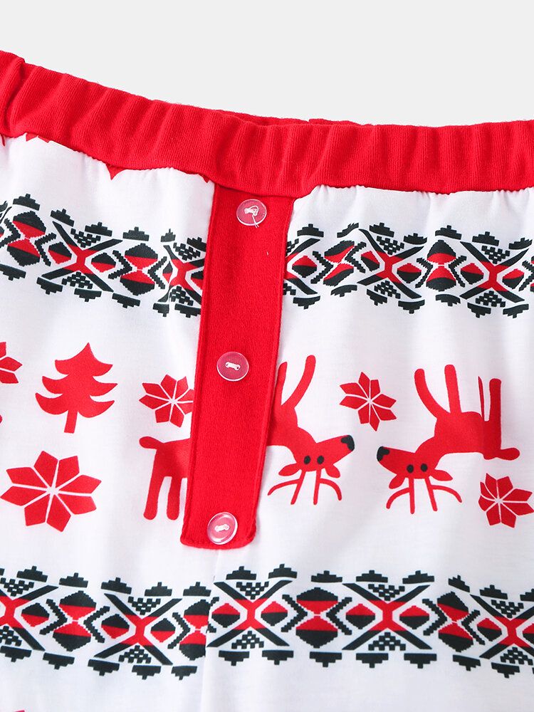 Mujeres Navidad Impresión De Dibujos Animados Jersey Con Cuello En V Cintura Elástica Pantalones Sueltos Conjunto De Pijama Informal Para El Hogar