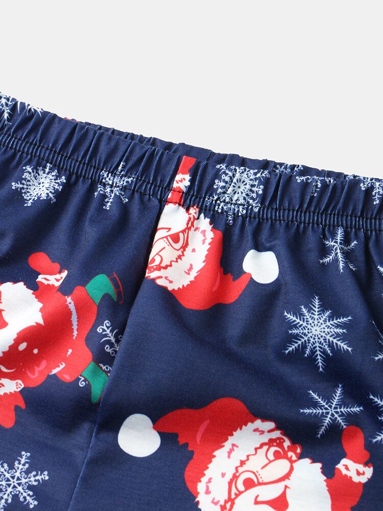 Mujeres Santa Claus Imprimir Jersey De Manga Larga Pantalones Sueltos De Cintura Elástica Conjunto De Pijama De Navidad