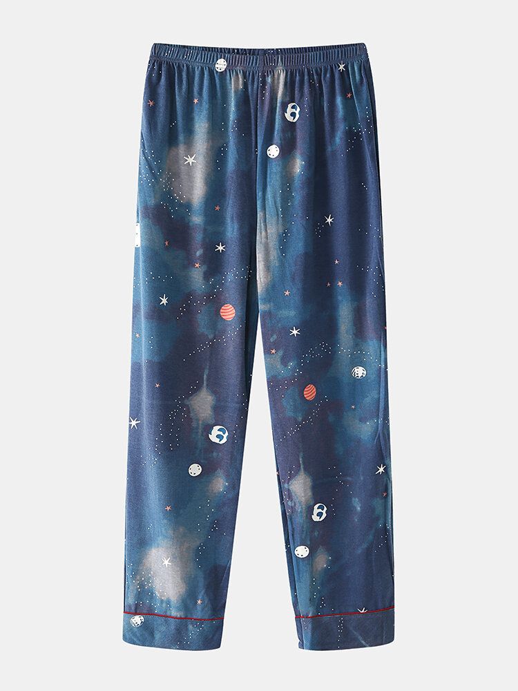 Mujeres Starry Sky Print Cute Pullover Cintura Elástica Suelta Cartoon Home Pijama Set