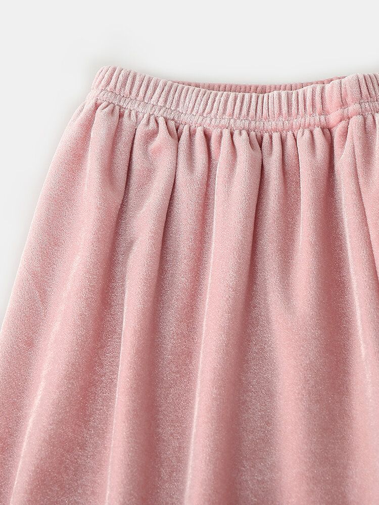 Mujeres Tallas Grandes Botón De Solapa De Terciopelo Pantalones Rectos Sueltos Homewear Lounge Conjunto De Pijamas Sólidos