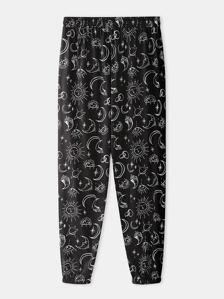 Pantalones De Chándal Casuales Con Cintura Elástica Con Estampado De Graffiti Para Hombre Con Bolsillo