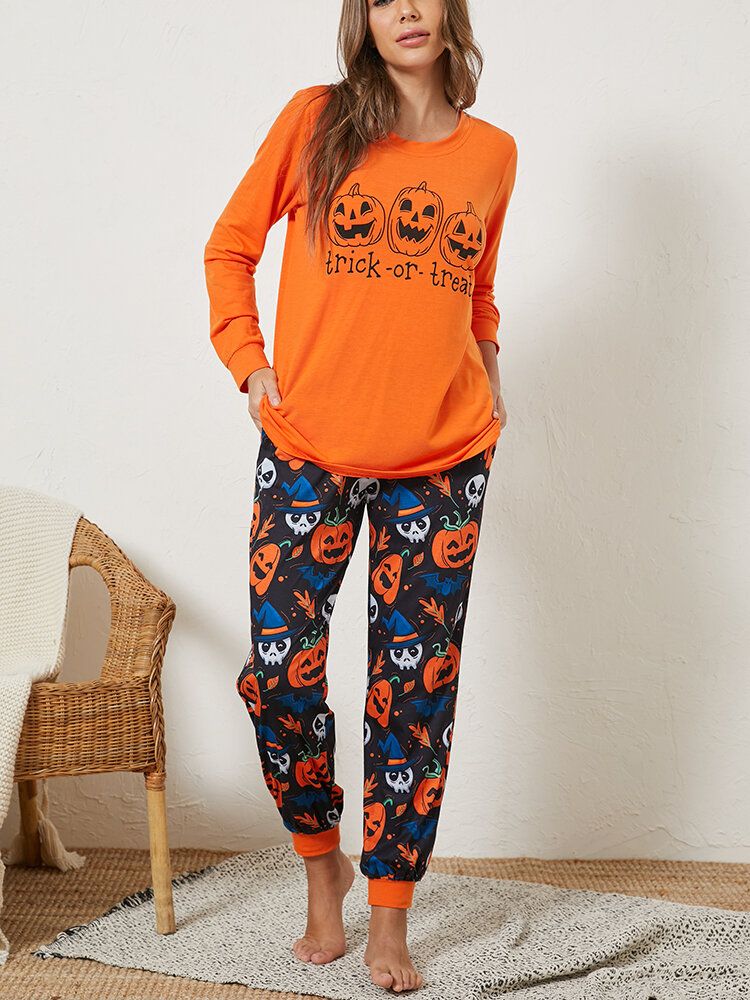 Pantalones De Chándal De Cintura Elástica Fantasma De Calabaza De Dibujos Animados De Halloween De Talla Grande Para Mujer Conjunto De Pijama Acogedor