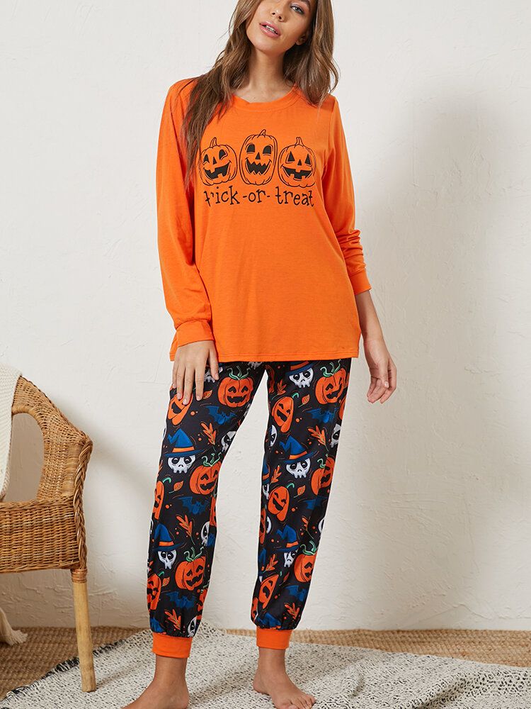 Pantalones De Chándal De Cintura Elástica Fantasma De Calabaza De Dibujos Animados De Halloween De Talla Grande Para Mujer Conjunto De Pijama Acogedor