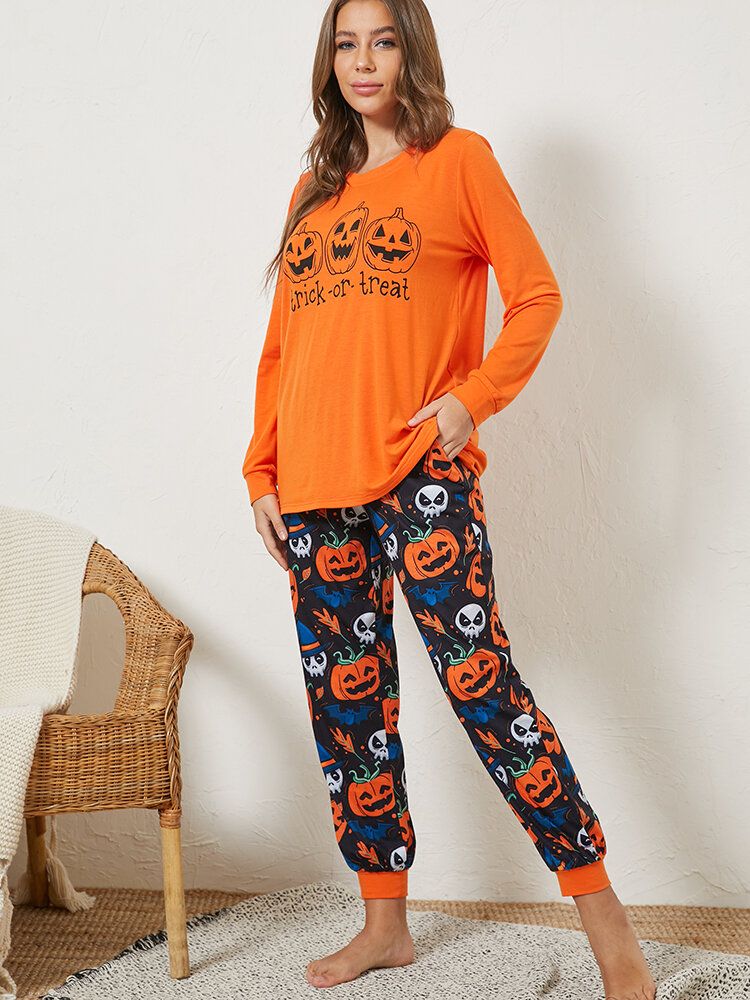 Pantalones De Chándal De Cintura Elástica Fantasma De Calabaza De Dibujos Animados De Halloween De Talla Grande Para Mujer Conjunto De Pijama Acogedor