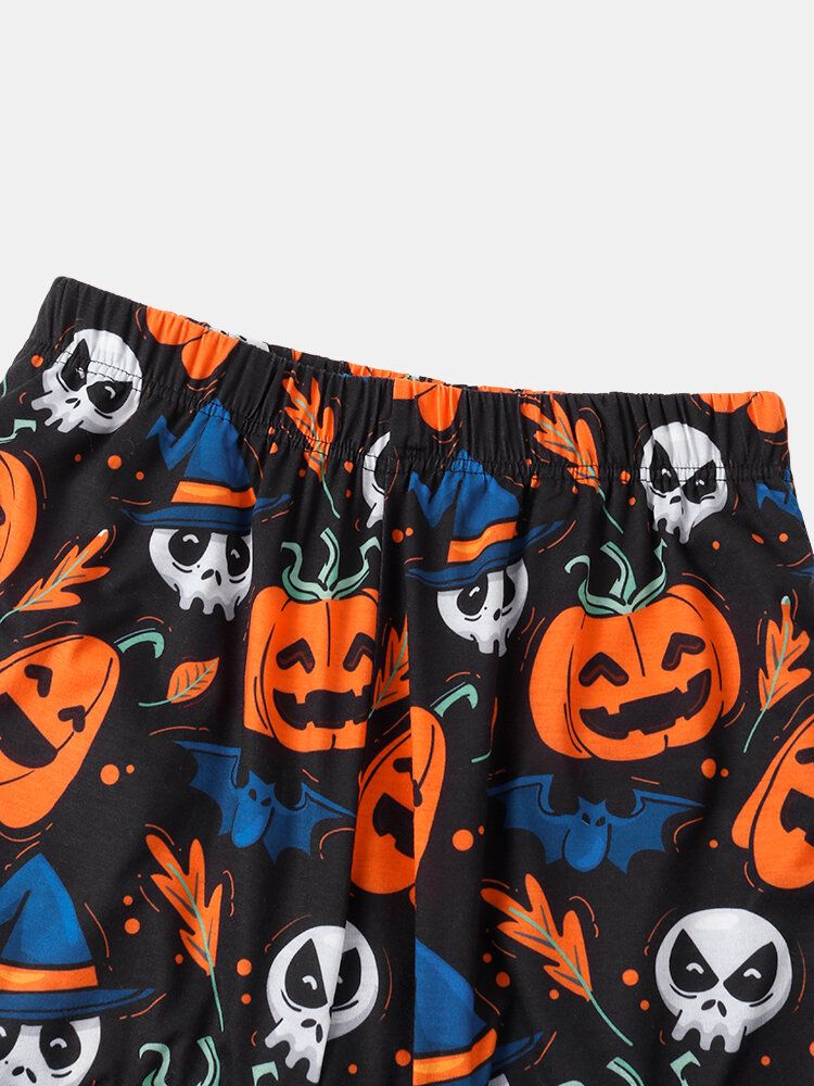 Pantalones De Chándal De Cintura Elástica Fantasma De Calabaza De Dibujos Animados De Halloween De Talla Grande Para Mujer Conjunto De Pijama Acogedor