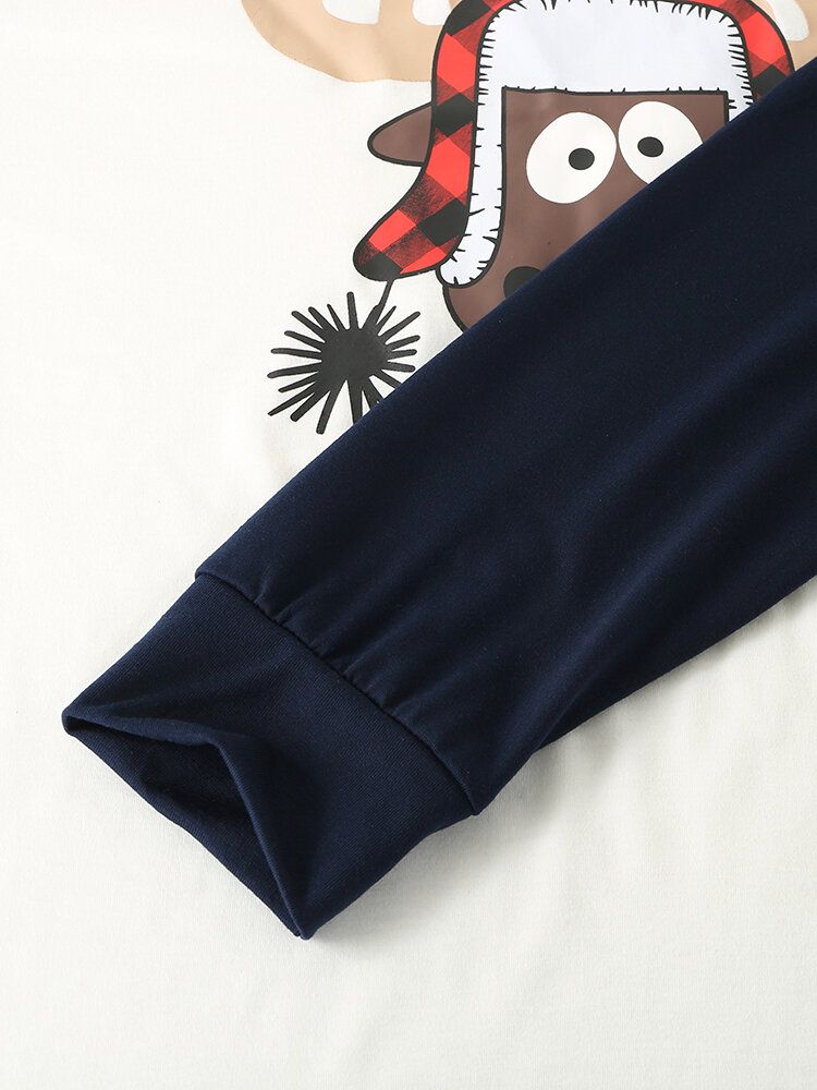 Pantalones De Chándal De Manga Larga Con Estampado De Alces De Dibujos Animados Navideños Para Hombre Pijamas Para El Hogar