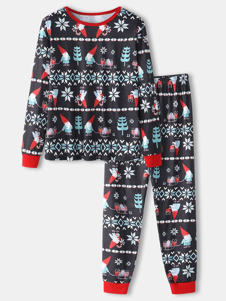 Pantalones De Chándal Sueltos Con Estampado De Patrón Navideño De Dibujos Animados Para Hombre Conjunto De Pijamas De Salón En Casa