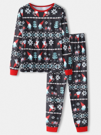 Pantalones De Chándal Sueltos Con Estampado De Patrón Navideño De Dibujos Animados Para Hombre Conjunto De Pijamas De Salón En Casa