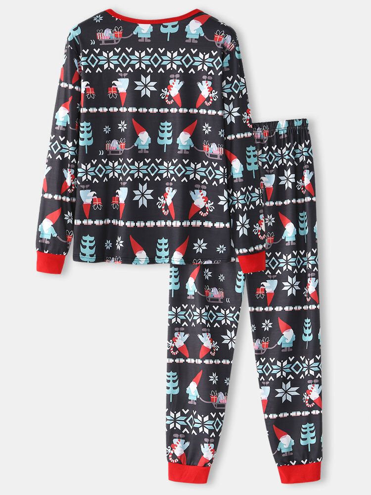 Pantalones De Chándal Sueltos Con Estampado De Patrón Navideño De Dibujos Animados Para Hombre Conjunto De Pijamas De Salón En Casa