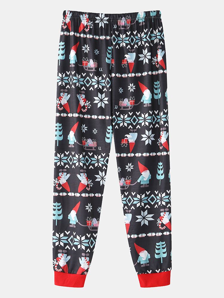 Pantalones De Chándal Sueltos Con Estampado De Patrón Navideño De Dibujos Animados Para Hombre Conjunto De Pijamas De Salón En Casa