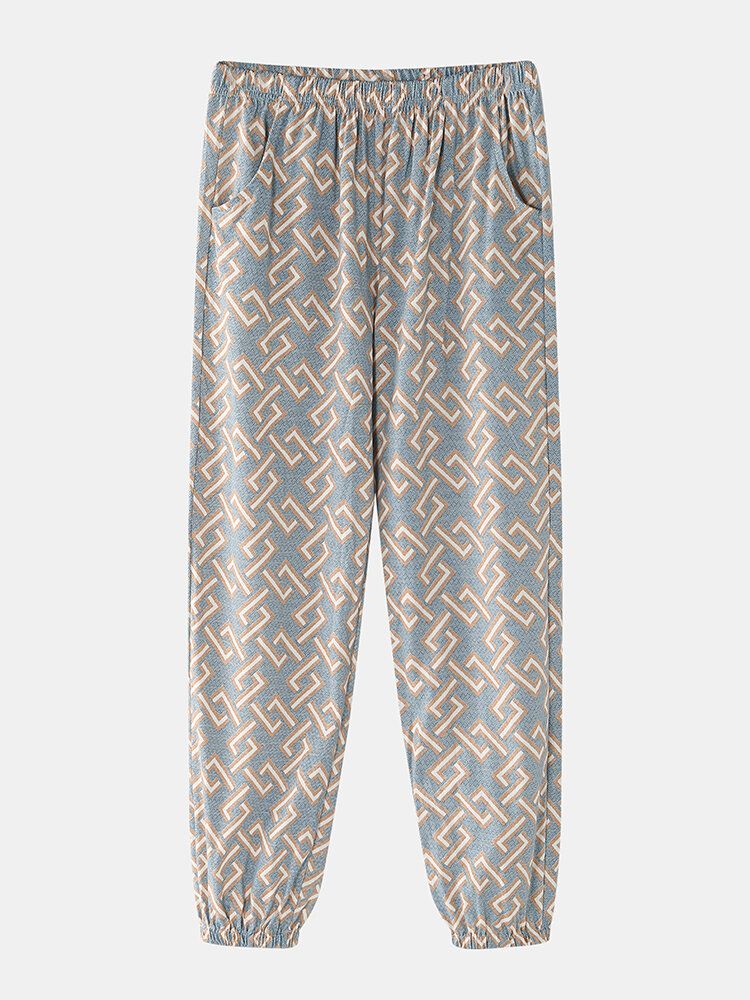 Pantalones De Dormir Cómodos Para El Hogar Con Bolsillo En La Cintura Elástica Con Estampado A Cuadros Para Hombre