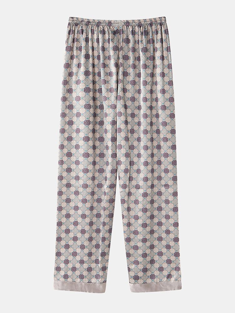 Pantalones Para Dormir De Salón En Casa Sueltos Ligeros Y Transpirables Con Estampado De Seda Para Hombre